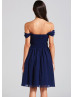 Off Shoulder Chiffon Beads Short Prom Dress 